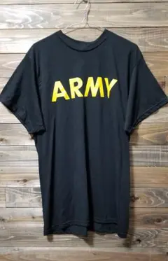 Tシャツ　ARMY　軍隊　アーミー　文字プリント　シンプル　黒