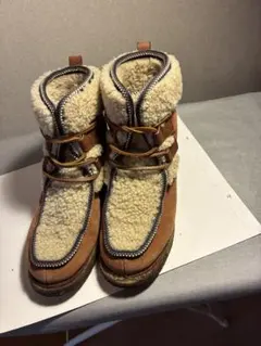 ムートンブーツ ブラウン スエード ファー付き