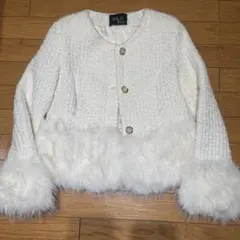 ファー ツイード ジャケット 白