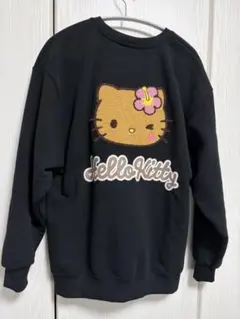 キティちゃん　刺繍バックプリント裏起毛スウェット日焼けキティトレーナーM