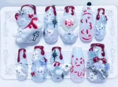 血塗れ平成女児ねいる ♡ 白ラメ×水色グラ ♡ 血塗れ眠眠猫ねいる