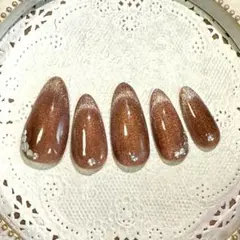 ネイルチップオーダー受付中　マグネットフレンチネイル10本セット　現品即購入可