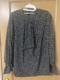 黒と白のドット柄長袖ブラウス M PARIGOT パリゴのサムネイル