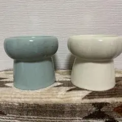 犬用食器陶器フードボウル高さあ り2個セット 小型犬、猫 ※ヒビあり