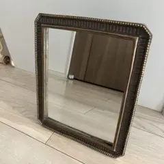 ヴィンテージ風 ゴールドフレーム ミラー スタンド付き