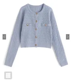 【新品】GRL ゴールドボタンケーブルニットカーディガン[fs30]ブルー