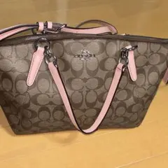 COACH　コーチ　ハンドバッグ　ショルダー　ブラウン　ピンク