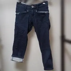 ダークブルー ストライプ裏地 パンツ M