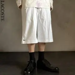 美品 LACOSTE ワンポイント刺繍ロゴ ワイドショートパンツ ホワイトのサムネイル