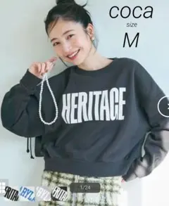 【未使用品】coca　裏起毛フロッキークロップドスウェット　Мサイズ