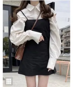 リボンストラップキャミソールミニワンピース