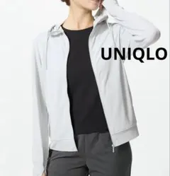 ユニクロ エアリズム UVカット メッシュフルジップパーカ M ライトグレー
