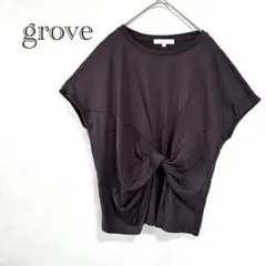 【グローブ】 フレンチスリーブカットソー M 深紫 ウエストツイストデザイン 夏
