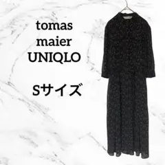 tomasmaier ユニクロ　シースルー　ワンピース　羽織り　総柄　黒　S