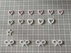 パールハート、スター、リボン ネイルパーツ