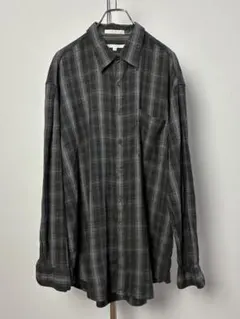 90s PERRY ELLIS 長袖チェックシャツ グレー L シャドーのサムネイル