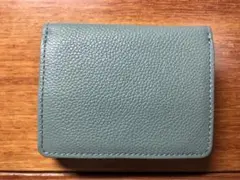 ビジネスレザーファクトリー ミントグレー 三つ折り財布 撥水牛本革
