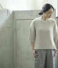 cloth&cross 畦編みサマーニット 日本製 ベージュのサムネイル