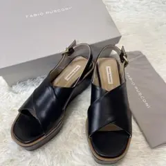 【美品】FABIO RUSCONI 厚底 レザーサンダル 37 ブラックのサムネイル