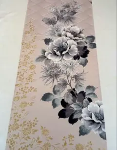 京友禅　はぎれ〈5889〉桜　菊　灰桜地模様　着物Kyo yuzen