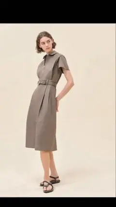 HERMES モザイクワンピース　ジップアップドレス　クリーニング済　エトゥープのサムネイル