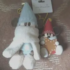 ディズニー　クリスマス　リルリンリン　ぬいぐるみバッジ　青　バッグチャーム