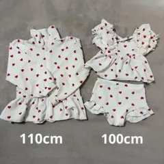 バースデイ　コトリ　水着　3点セット　100cm ハート