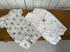 プティマイン2点セット　F（50-70）　ロンパース　くま　花柄