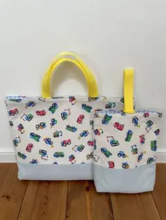 入園入学　2点セット　レッスンバッグ　上履き入れ　男の子　車