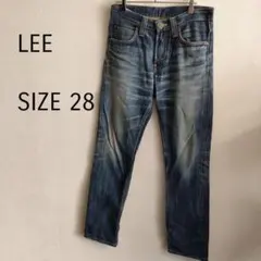 【リー】ストレート　デニム サイズ28　ライダース　革タグ　濃紺