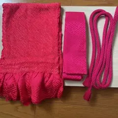 ピンク系　重ね襟　帯揚げ　帯締めセット