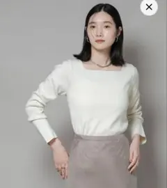 スクエア&ボートネック前後2wayニットプルオーバー ナノユニバース アイボリー