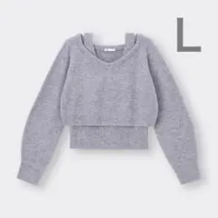 GU 新品タグ付き 2ピースパフィータッチセーター パープル L