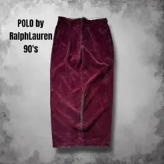 90s RalphLauren太畝ワイドコーデュロイパンツ ヴィンテージポロチノ