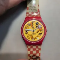 電池切れ　90s Swatch スウォッチ 腕時計 クォーツ レッド　パエリア