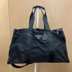 m104【極美品•鑑定済】プラダ ボストンバッグ 三角ロゴ ブラック 大