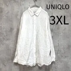 【UNIQLO】長袖シャツ ホワイト 3XL ビッグサイズ コットン100
