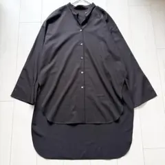 美品✨ルフィル バンドカラー フレアスリーブ ロングシャツブラウス 長袖 F