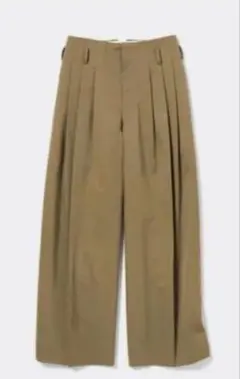 GU×beautiful people タックワイドパンツ Mサイズ カーキ