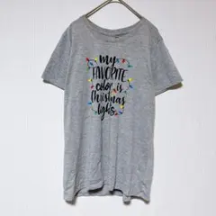 ホリデイタイム 半袖Tシャツ クルーネック プリント M 灰 クリスマス