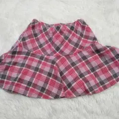 mezzo pianoメゾピアノ120cmチェックフレアピンクスカート