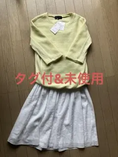 タグ付＆未使用＊UNTITLED 七分袖ひざ丈ワンピース