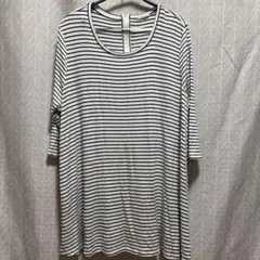 GUボーダー カットソー 五分袖 XL