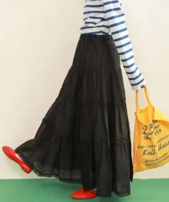 週末セール　ドットアンドストライプス ピンタックティアードスカート