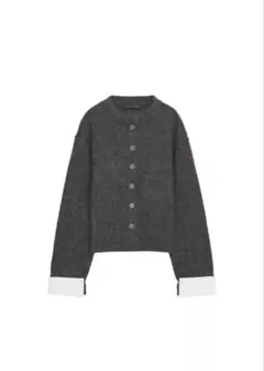 ZARA コンビニットカーディガン　グレーマール