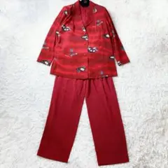 未使用級！　詩仙堂　3ピース　ちりめん　セットアップ　ジャケット　シャツ　パンツ