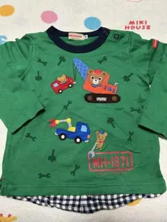 美品★ ミキハウス　長袖　プッチー　はたらく車　ワッペン　ロンT 80