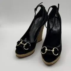 美品　GUCCI ホースビット ウェッジソール サンダル 黒　22cmのサムネイル