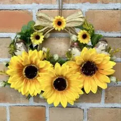 お花いっぱいお洒落な馬蹄型リース ブルーなお花たちのリース 2点お