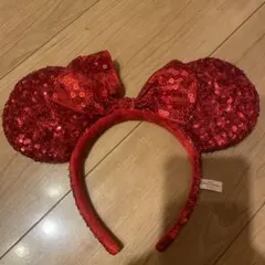 ミニーマウス　赤 スパンコール カチューシャ